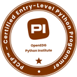 A circular badge that says 'PCEP - Certified Entry-Level Python Programmer'